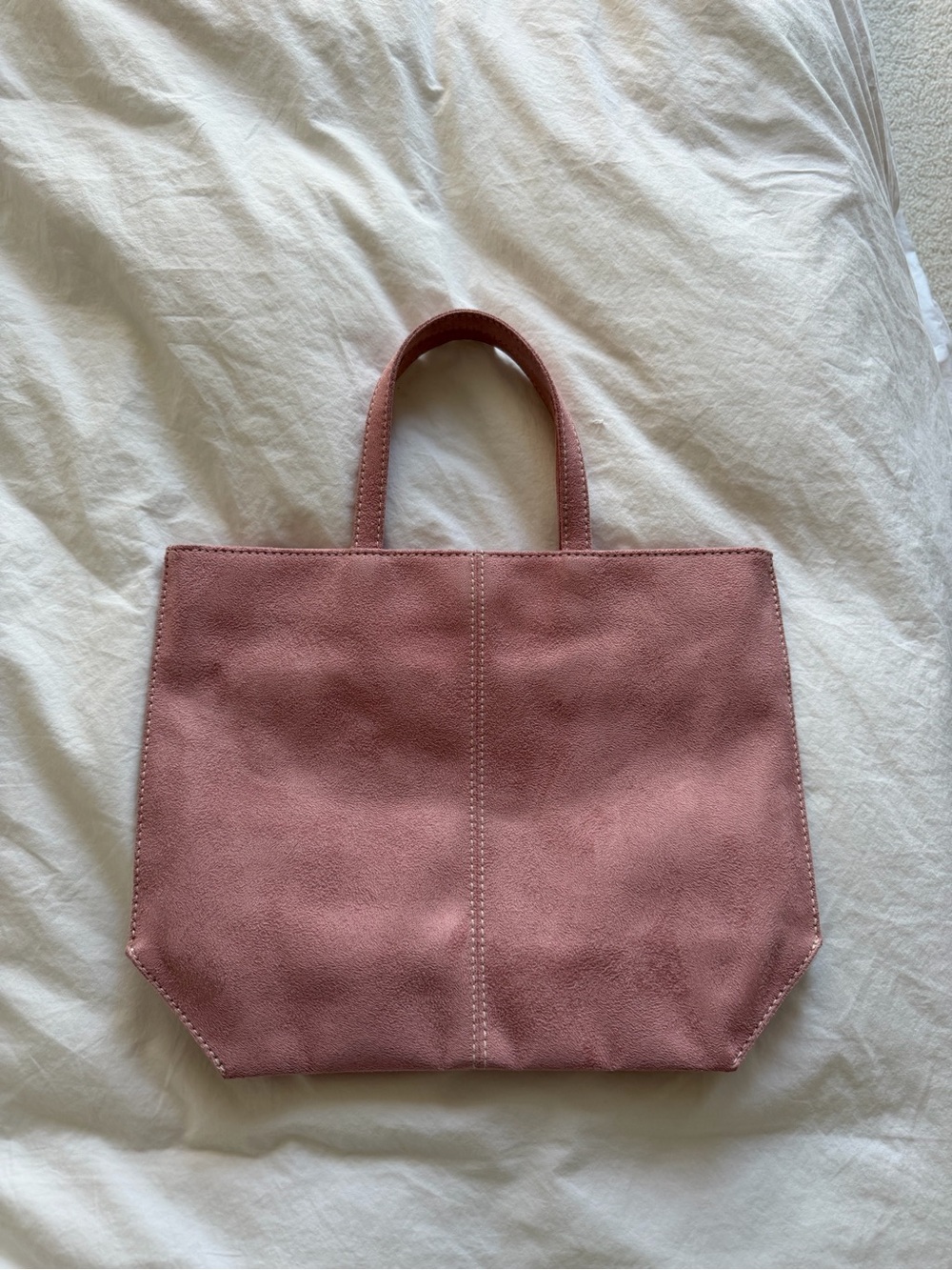 Vintage suede pink mini bucket tote